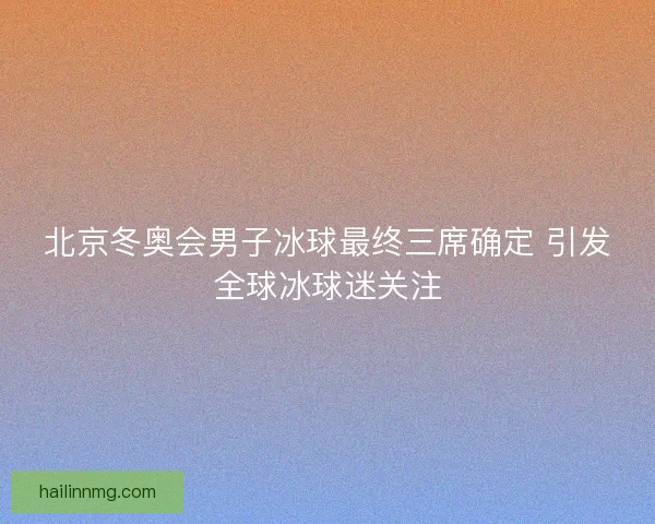 北京冬奥会男子冰球最终三席确定 引发全球冰球迷关注